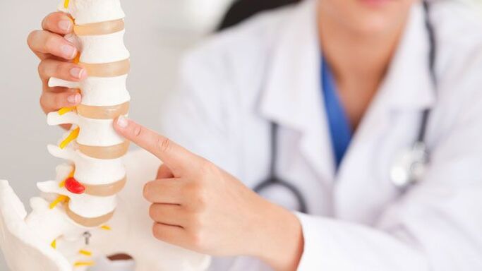 jostas daļas osteohondrozes skaidrojums uz mugurkaula modeļa